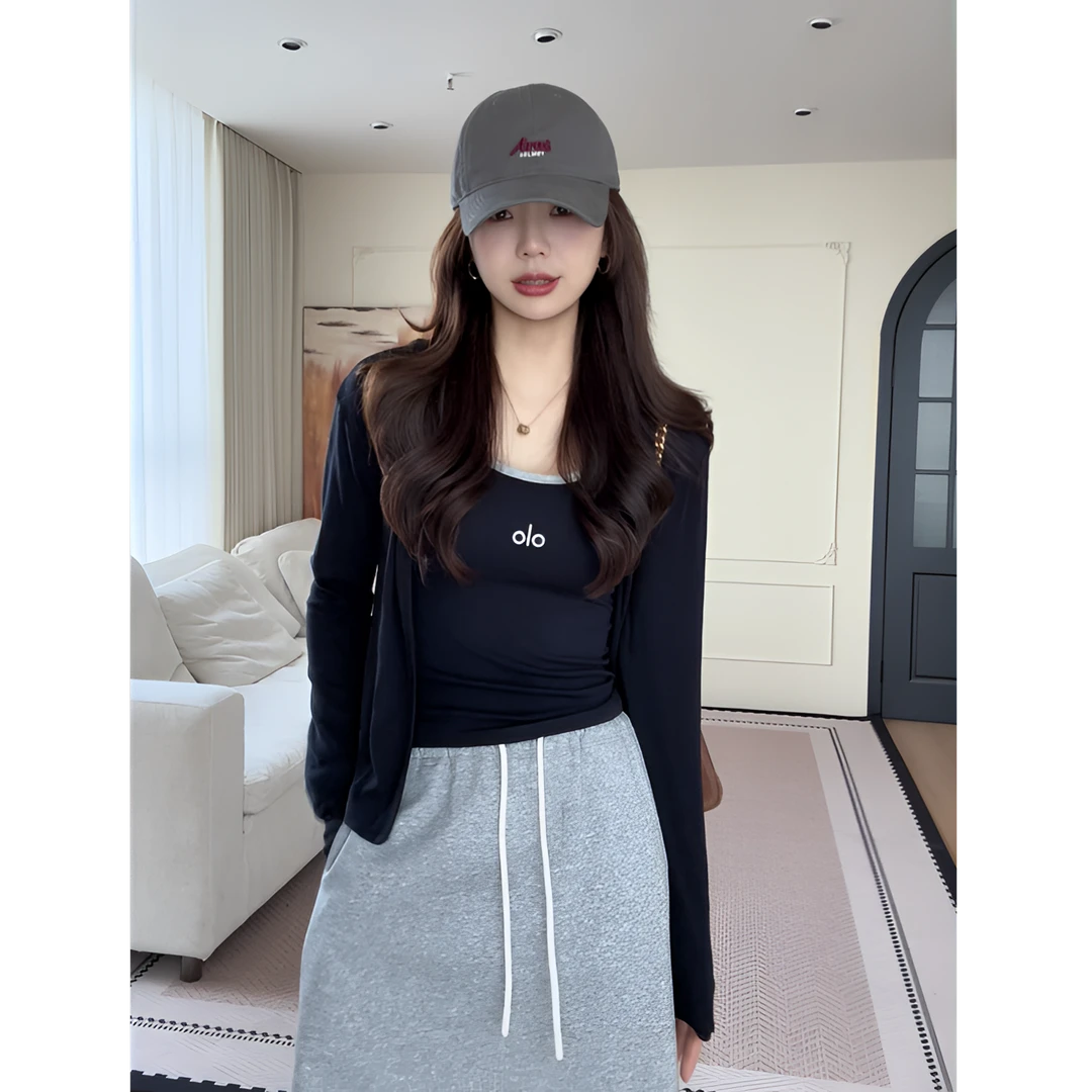 【余欢欢】秋季休闲时尚百搭吊带小衫两件套-YHW50703