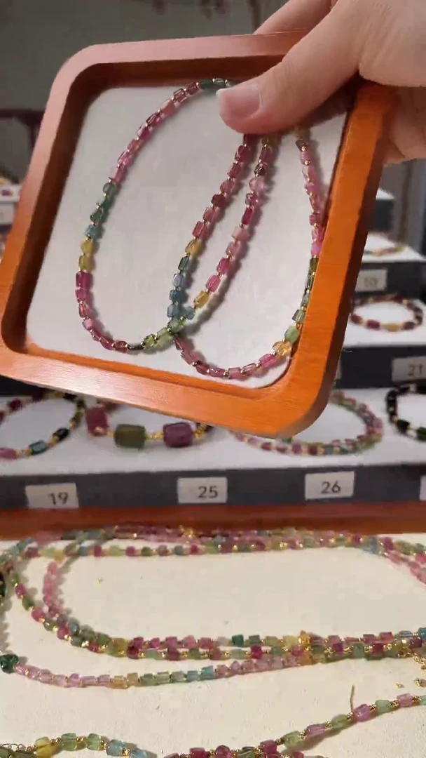 银S925镶嵌手链碧玺6216