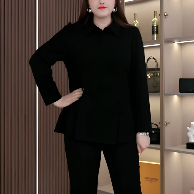 2025大码女装秋新款气质显瘦百搭收腰翻领上衣ZB6845长袖