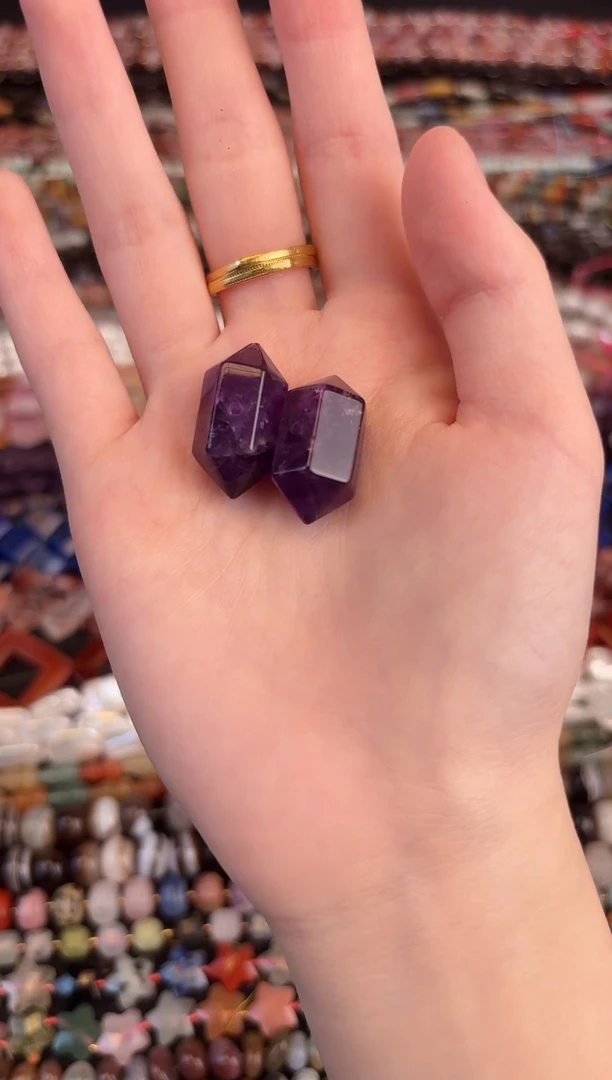 合金玛瑙/玉髓珠宝半成品紫水晶双尖12mm2颗