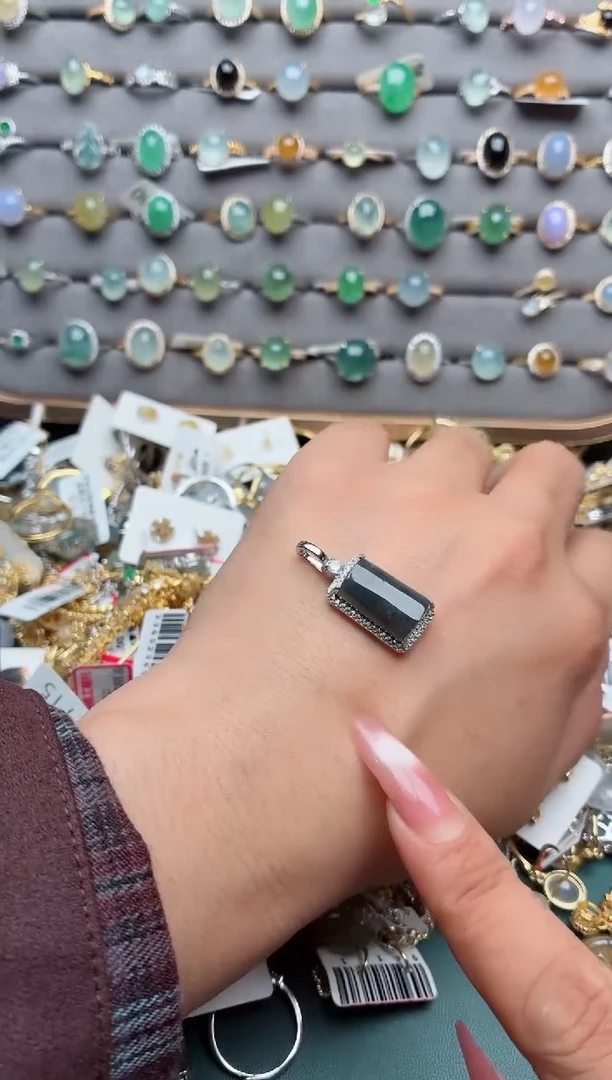 吊坠(不含链)银S925镶嵌翡翠.