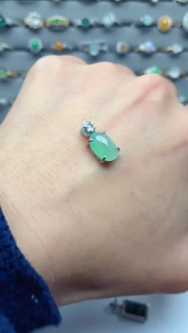 吊坠(不含链)银S925镶嵌翡翠.