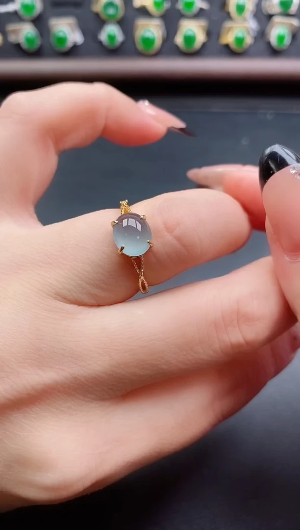 银S925镶嵌戒指翡翠1