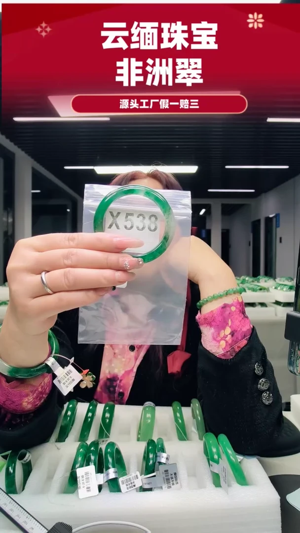未镶嵌手镯石英质玉（非洲翠）54圈口X538