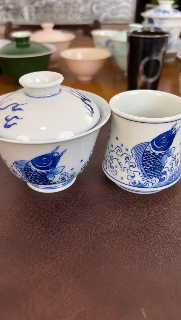 照夜白青花鱼跃龙门套组