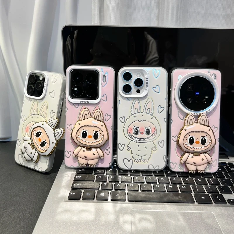 怪兽支架适用苹果16iPhone15华为vivo小米15oppo彩银手机壳防摔女