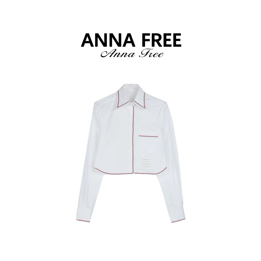 ANNA FREE 气质短款衬衫女装纯色休闲落肩袖ZCD25202