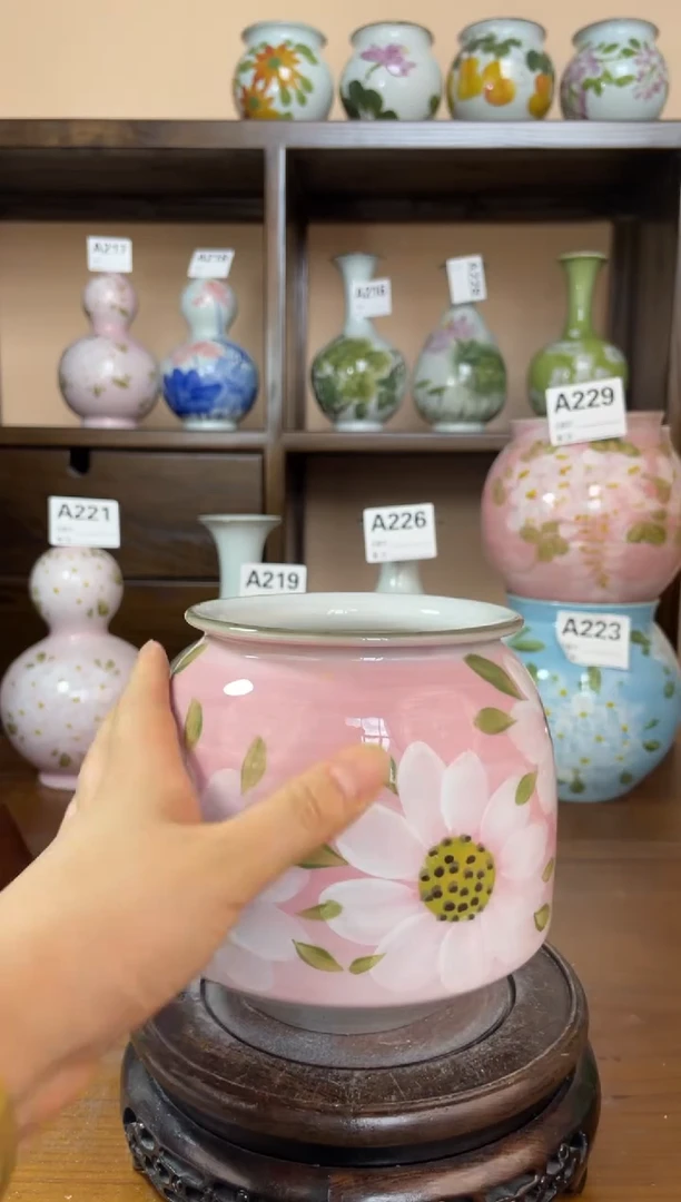 瓶景德镇手绘陶瓷花瓶 源头工厂-有孔土培