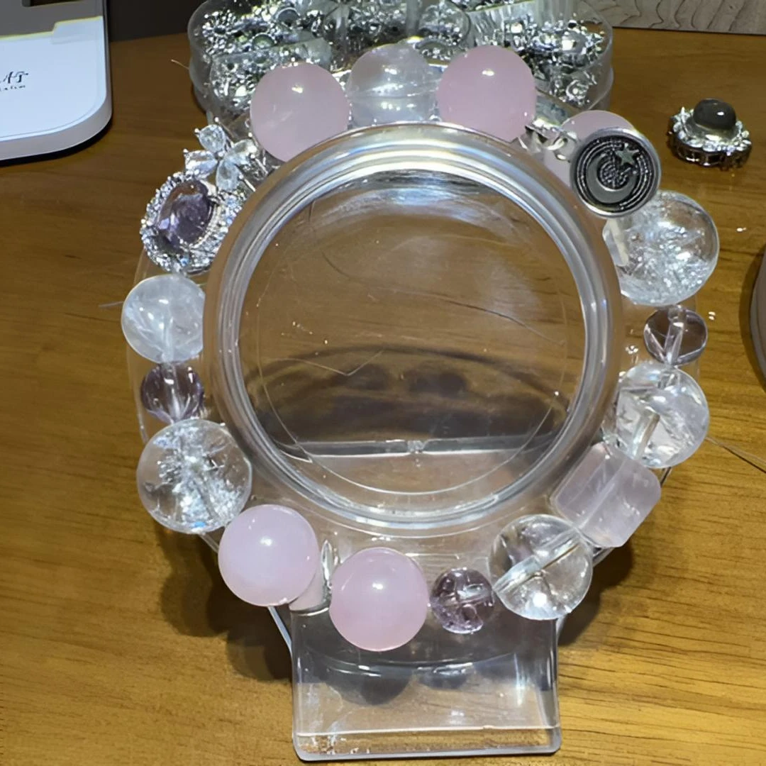 【星月公主】天然马粉白水星光粉时尚单品少女粉手链