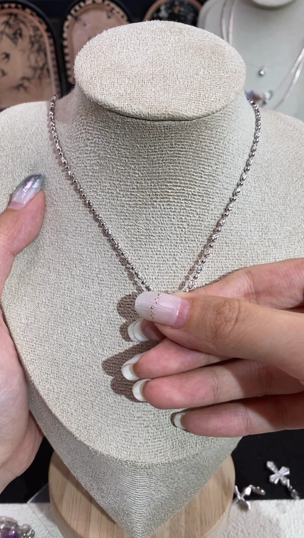 链子925银无意大利车花钻石链