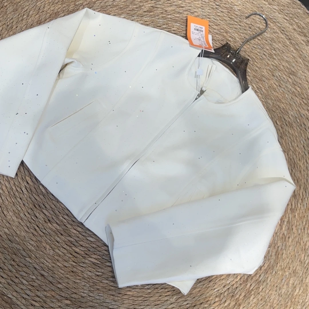 亮闪闪白色短外套8812