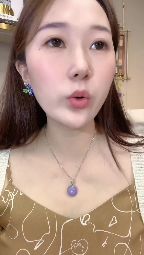 吊坠(不含链)18K金镶嵌翡翠春日珠宝 B64紫货有色差多样性一件发