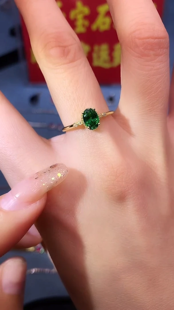 【闪购商品】透辉石戒指银S925镶嵌1111