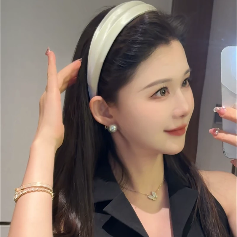 发箍头箍纯色简约百搭时尚网红气质宽边优雅甜美缎面法式
