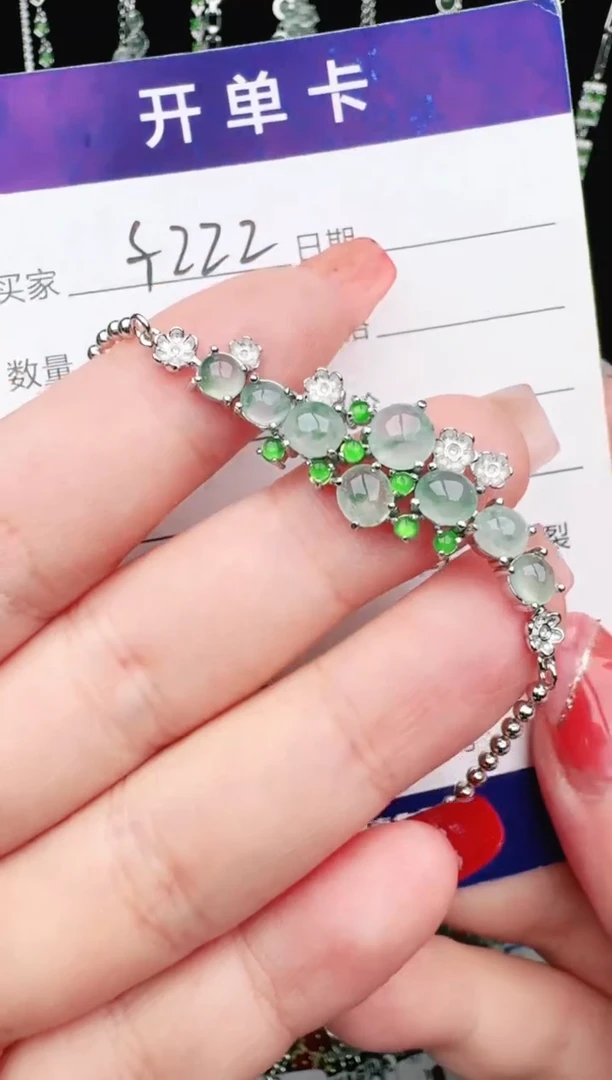 翡翠戒指银S925镶嵌1111