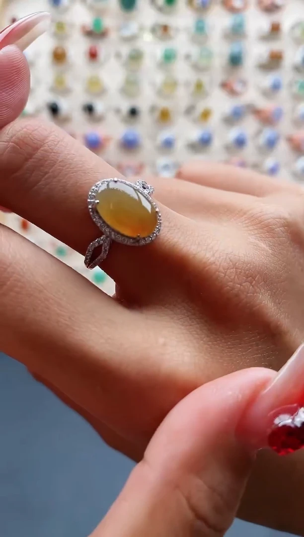 【闪购商品】翡翠戒指银S925镶嵌缅甸天然A货翡翠111 9+6