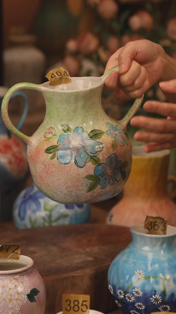 陶瓷494景德镇设计师手作花器摆件侘寂风