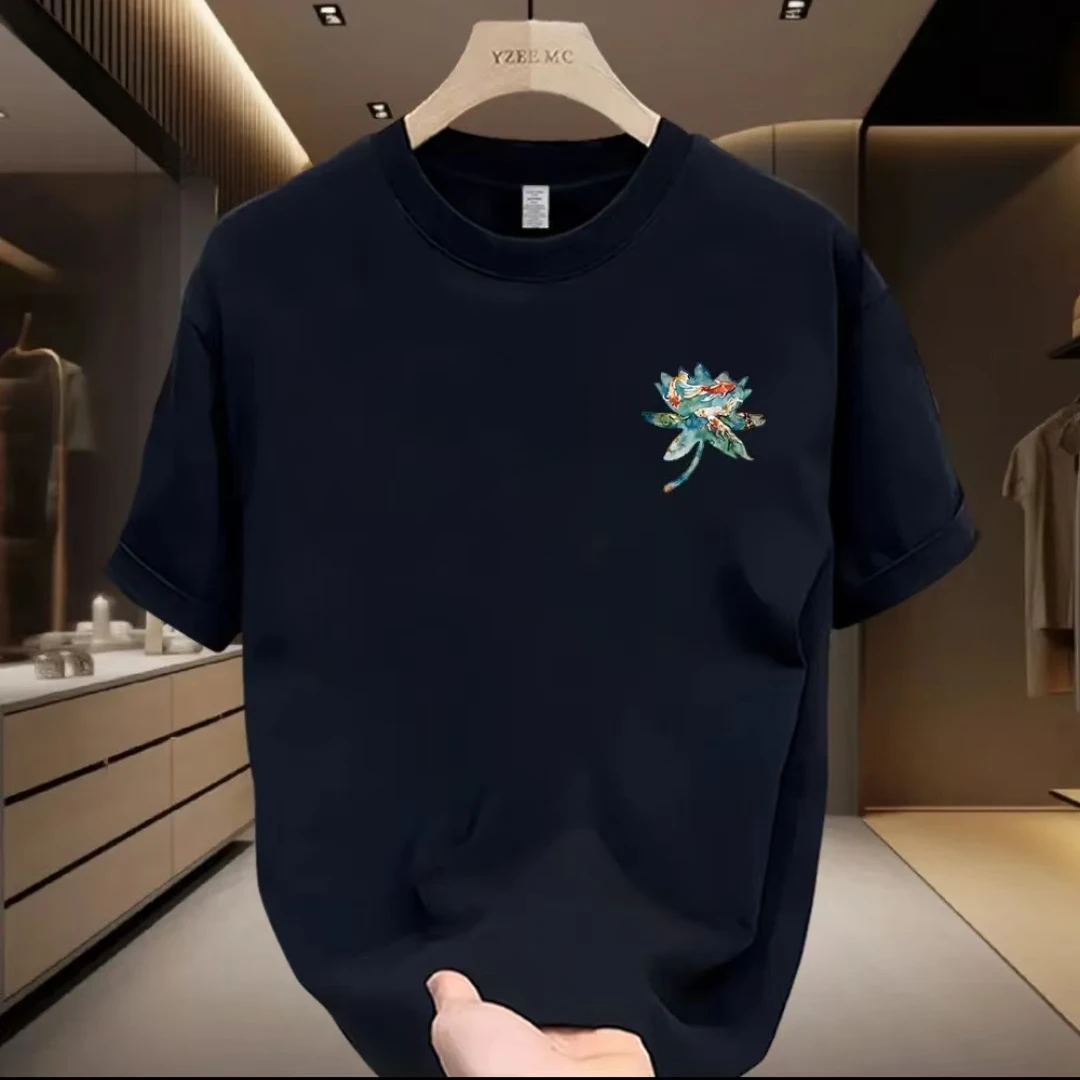 雅鹿男装印花短袖男士休闲潮牌宽松百搭帅气纯棉短袖t恤情侣同款