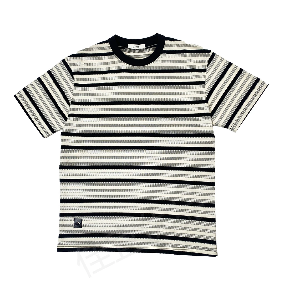 2025夏季新款条纹短袖T恤撞色运动休闲上衣时尚百搭潮流圆领短袖T