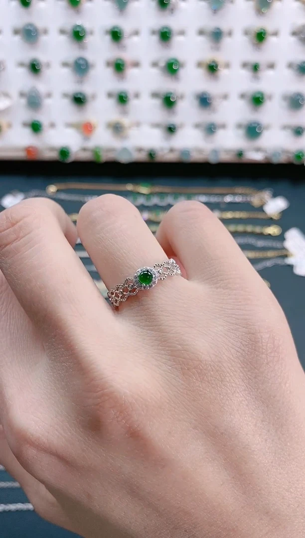 【闪购商品】翡翠戒指银S925镶嵌天然翡翠