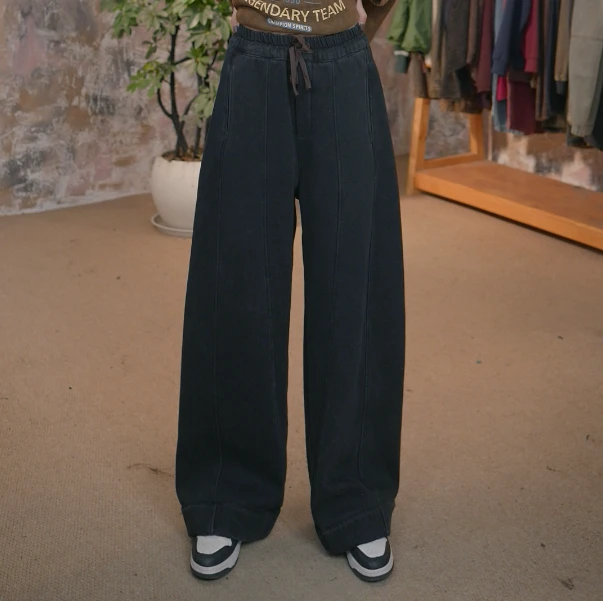 【Hty推荐】冬季加绒老爹裤高腰直筒阔腿裤休闲裤显瘦宽松百搭8019