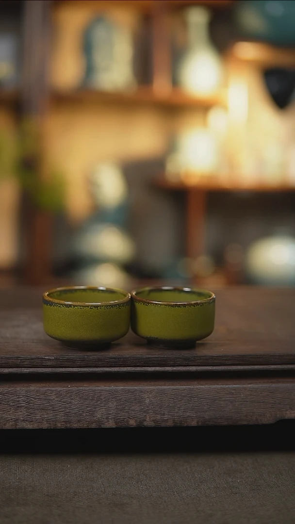 【闪购商品】杯茶叶末小唇杯一对