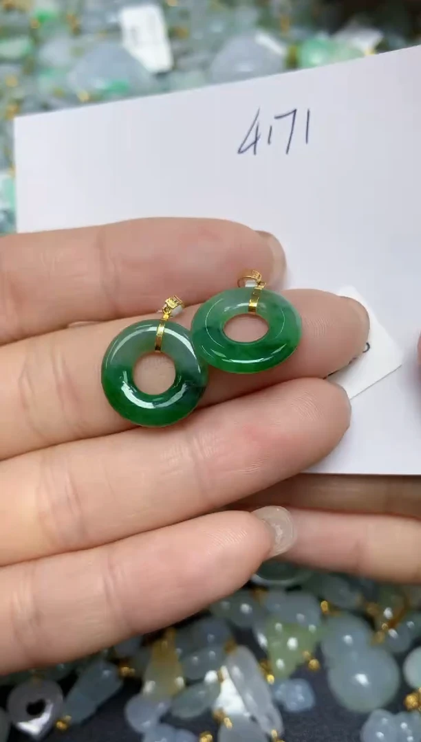 【闪购商品】翡翠挂件18K金镶嵌 天然翡翠A货