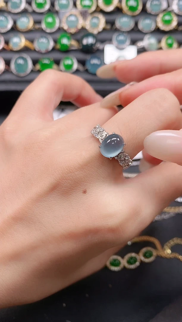 翡翠戒指银S925镶嵌1111111