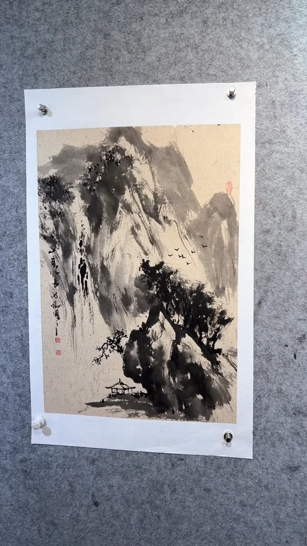 国画曹***景张自学水墨国画46