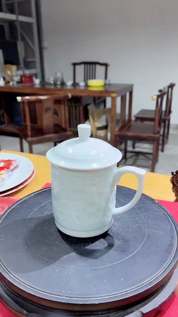 瓷片隐青   双龙戏珠    一对