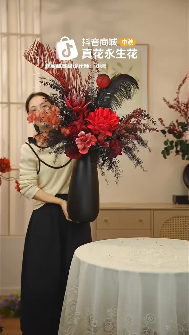 手工艺品琉璃：  花+花瓶一整套