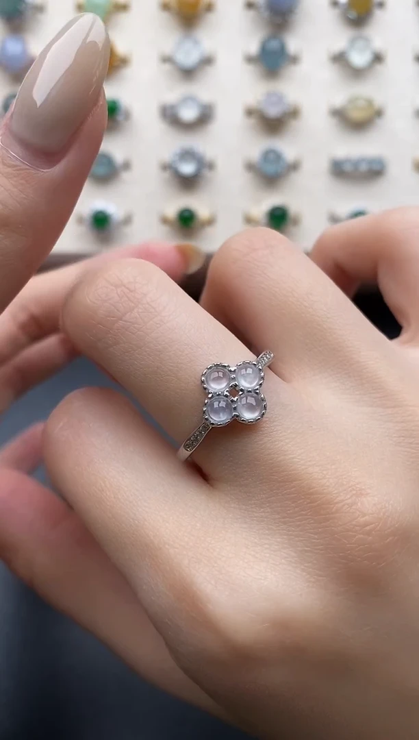 银S925镶嵌戒指翡翠一物一证一礼盒