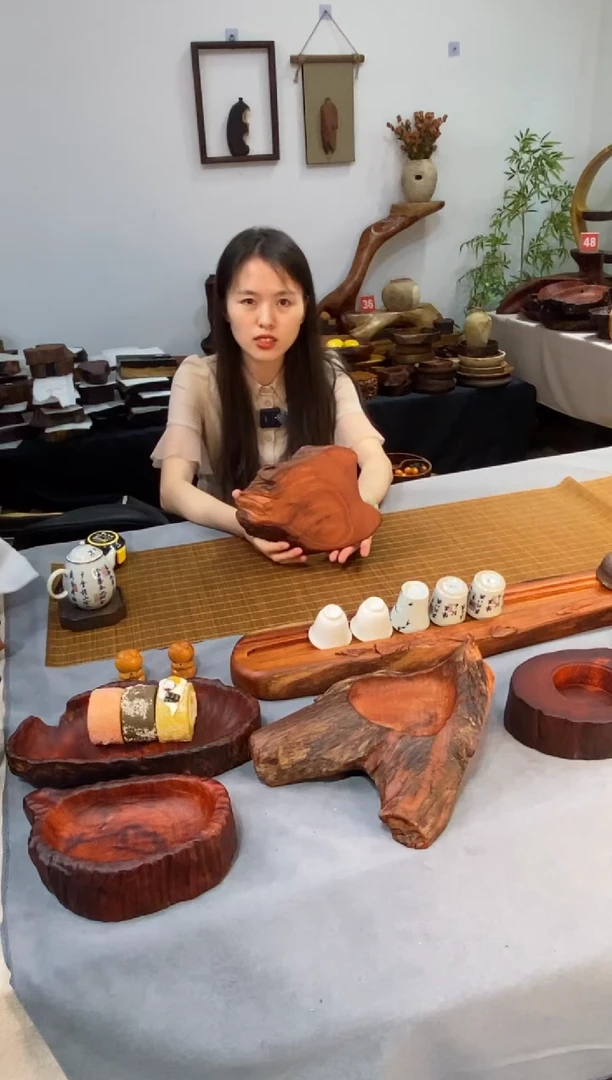 缅甸花梨木随形壶承16-15-3