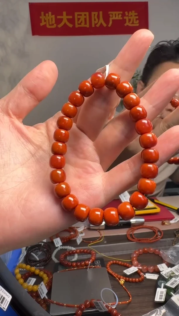 未镶嵌手串南红玛瑙约9-9.5mm高品瓦西料南红老型珠单圈手串