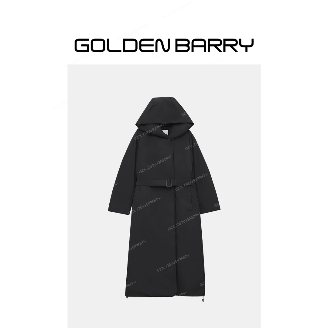 GOLDENBARRY|132054连帽系带长款鹅绒服