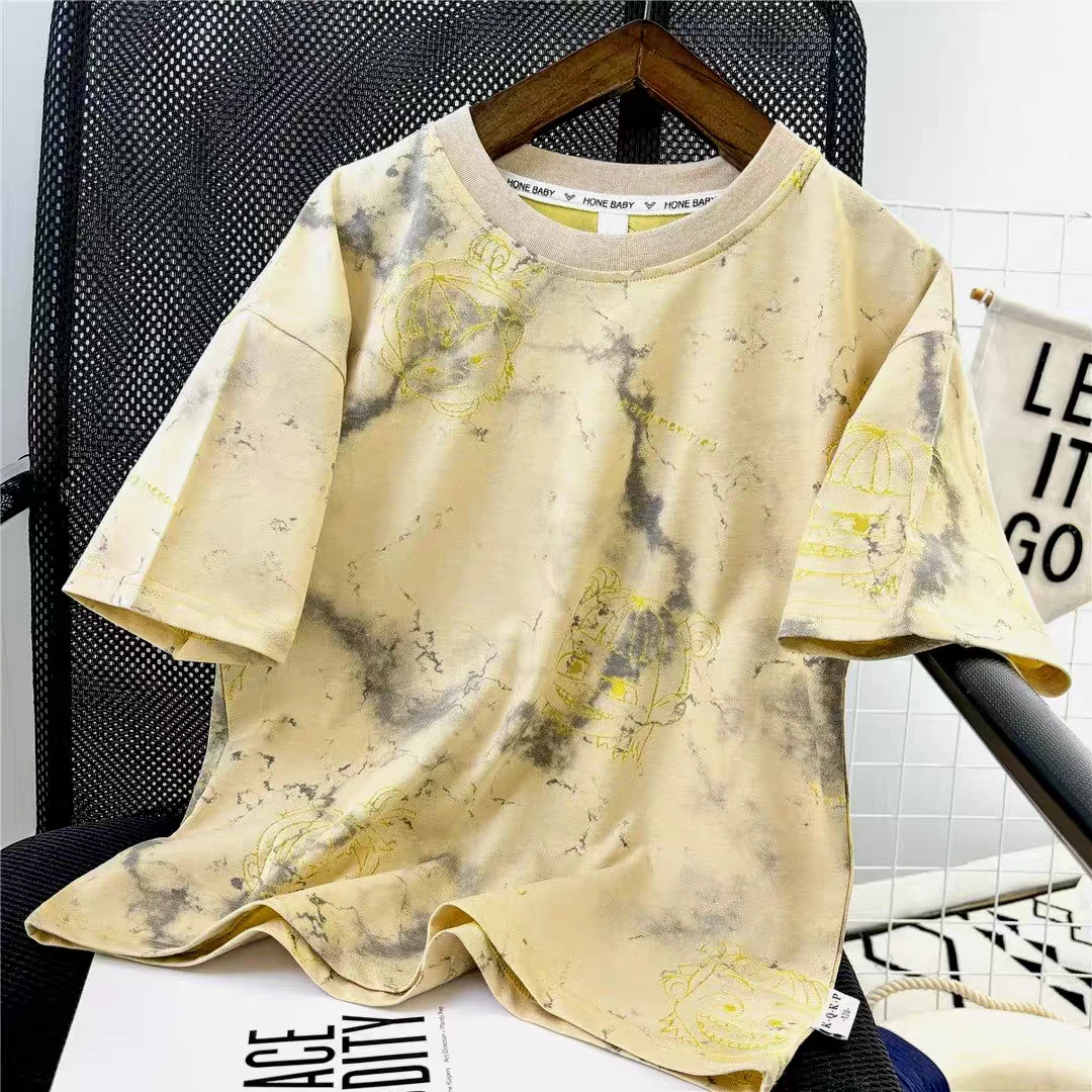 【100%纯棉】儿童T恤短袖外贸品质2025夏款半袖中大男童夏季上衣潮T