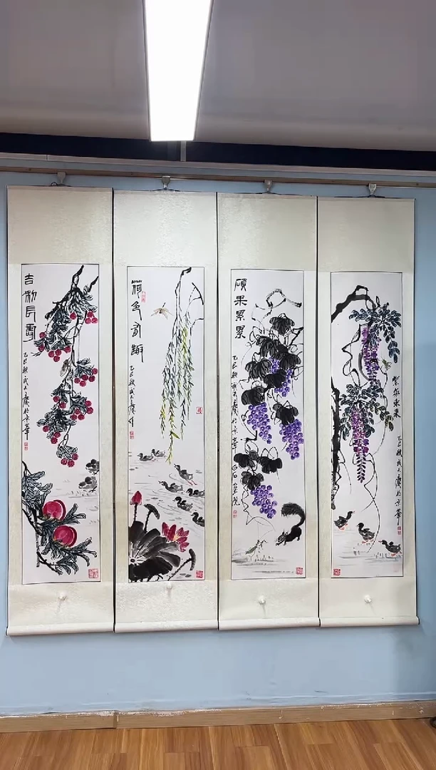 国画武天庆老师四条屏