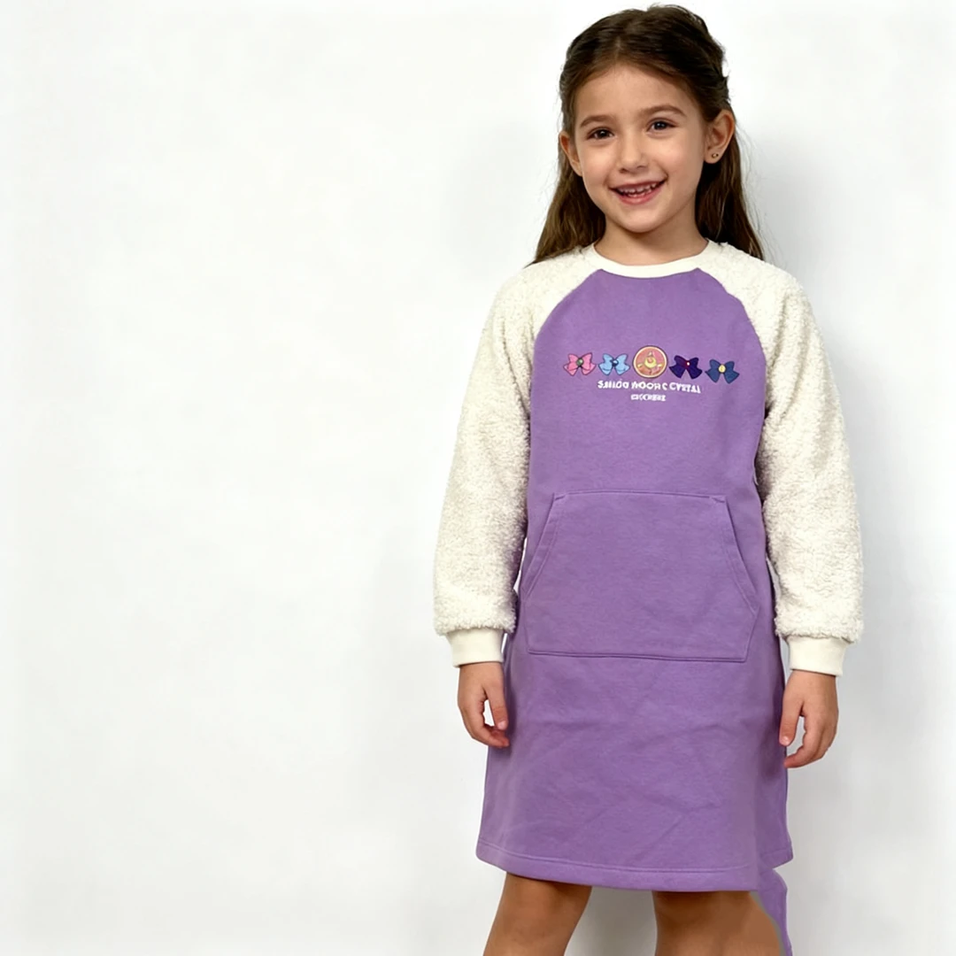 SKECHERS/斯凯奇童装女童春秋舒适休闲加绒针织长款卫衣L420G065