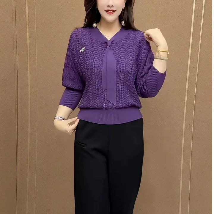 打底衫百搭减龄春秋季中老年妈妈时尚优雅洋气大码宽松长袖针织衫