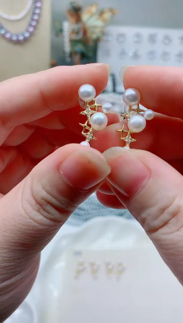 未镶嵌耳饰淡水珍珠多样性发其一（非无瑕）