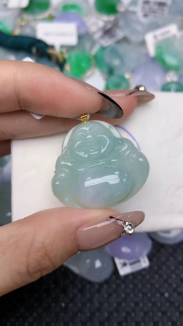 颈饰18K金镶嵌翡翠天然缅甸翡翠a货百元以上9元证书费自理