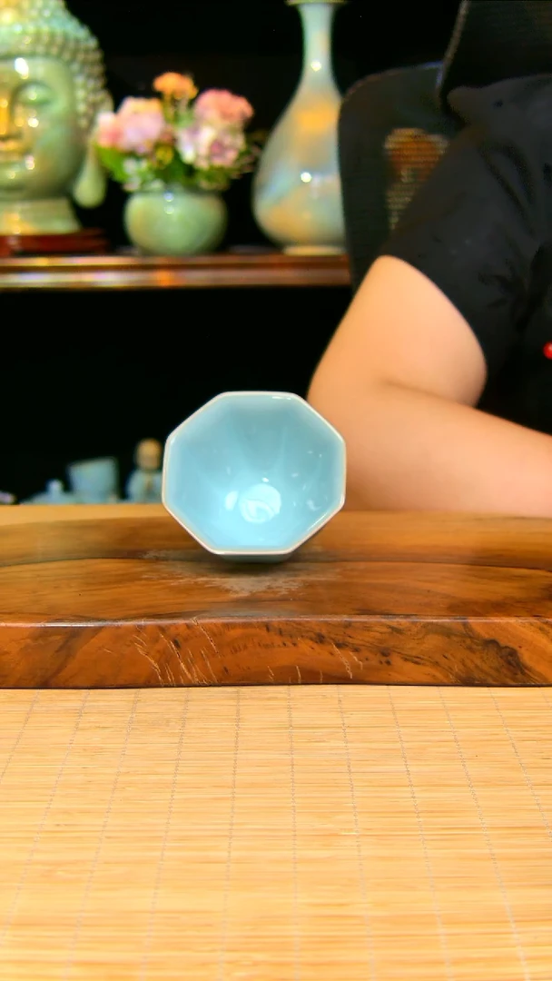 汝瓷八方杯原矿天青不完美
