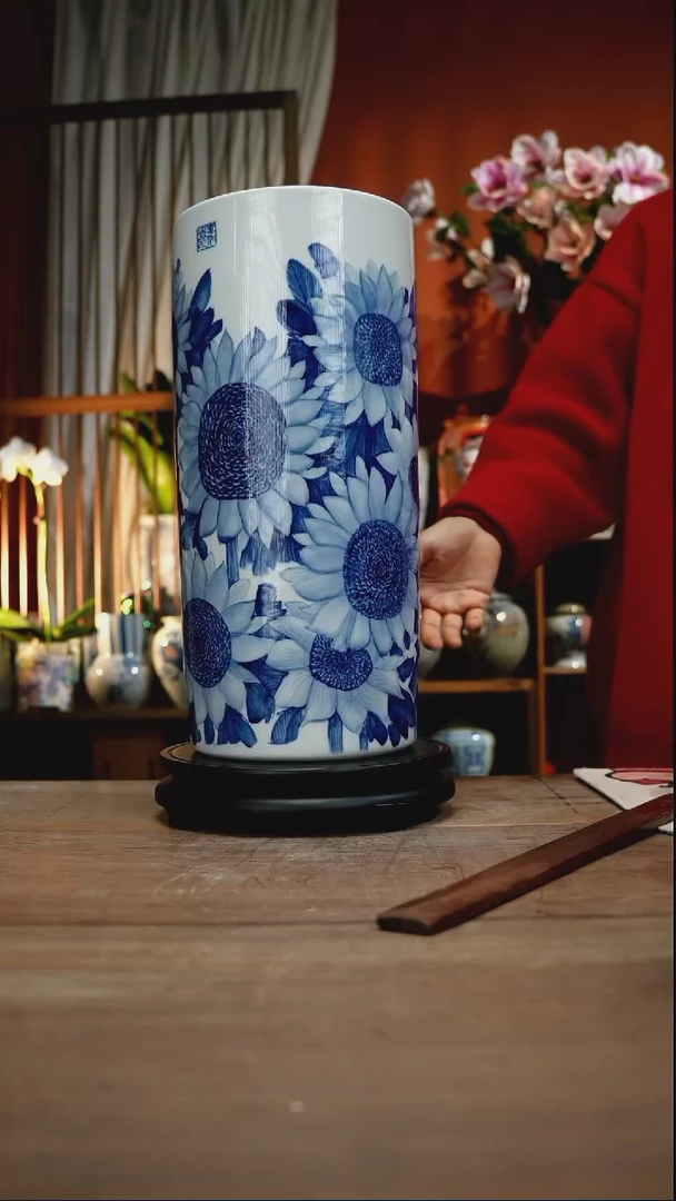 当代景德镇设计师釉下手绘陶瓷花瓶