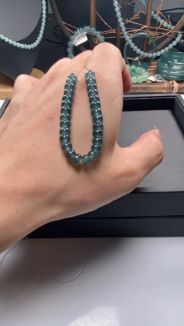 【闪购商品】翡翠手串未镶嵌算盘珠深色