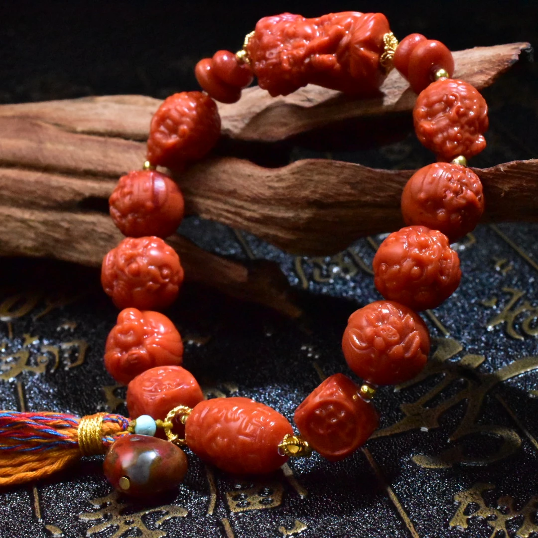 【一九珠宝】S925银南红瓦西多宝手串-多样性发一件  YJ1320