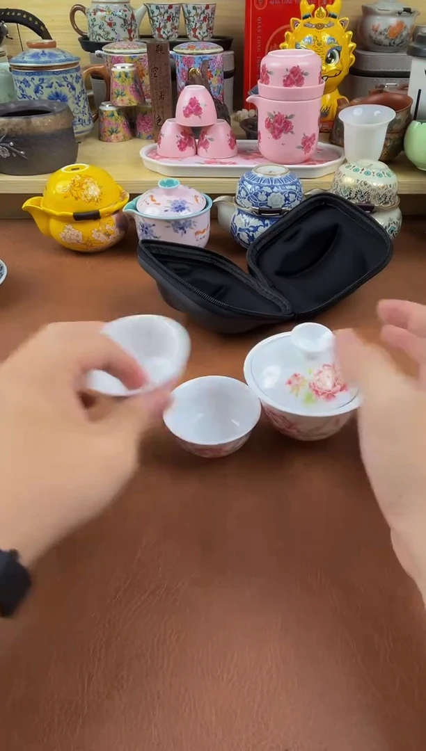 陶瓷茶具摆件旅行套组