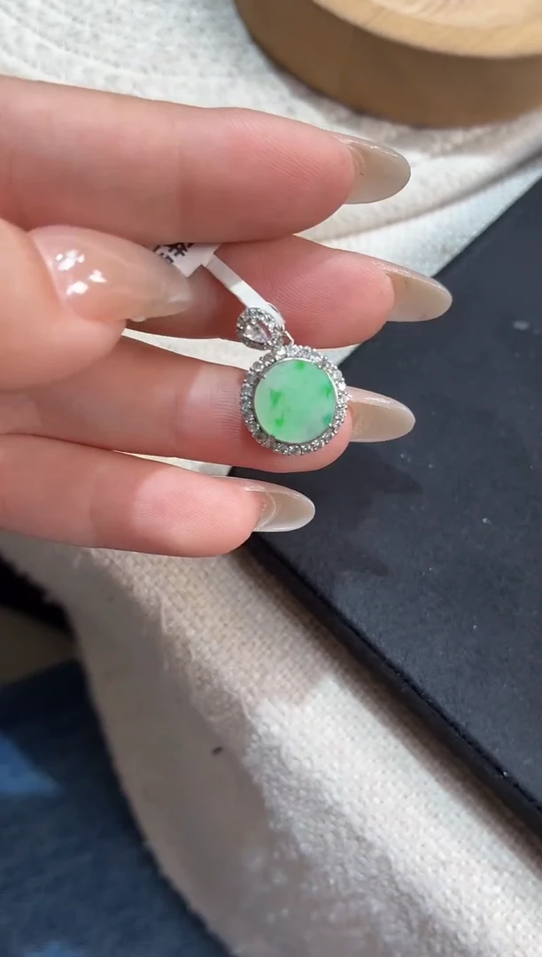 吊坠(不含链)银S925镶嵌翡翠【挽石珠宝】无事牌