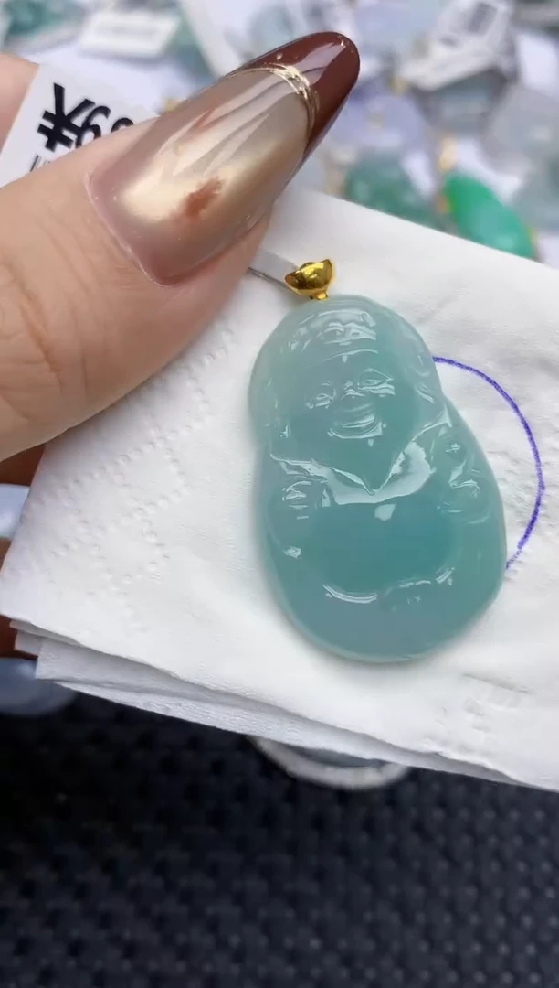 颈饰18K金镶嵌翡翠74   天然翡翠A货  百元以上9米证书费自理