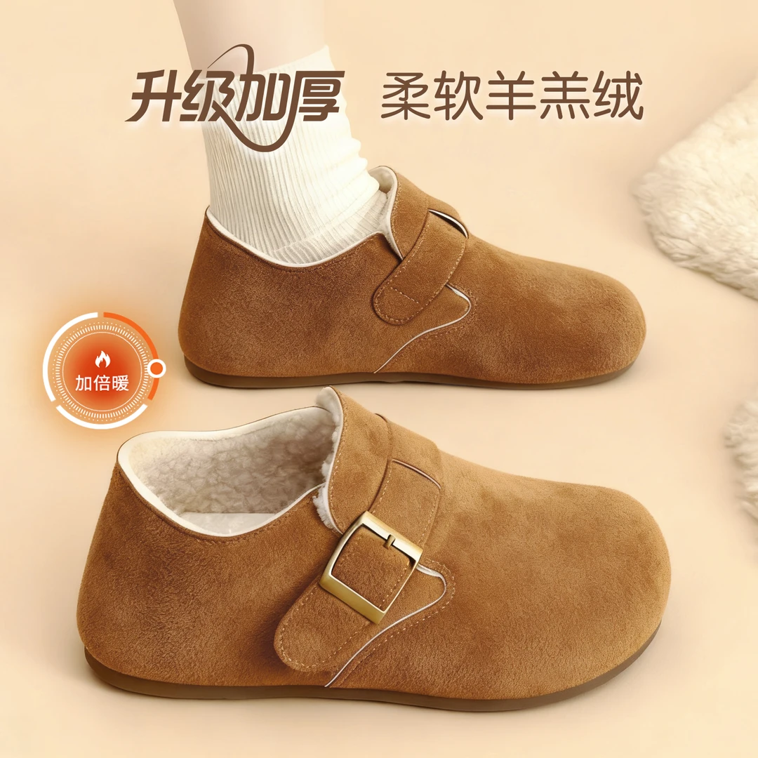 新款全包勃肯鞋内增高加绒毛毛2025秋冬保暖轻便勃肯鞋懒人鞋加厚