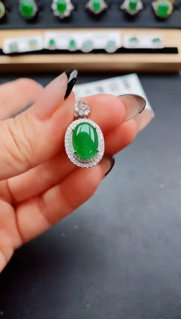 翡翠银S925镶嵌吊坠(赠链)60800